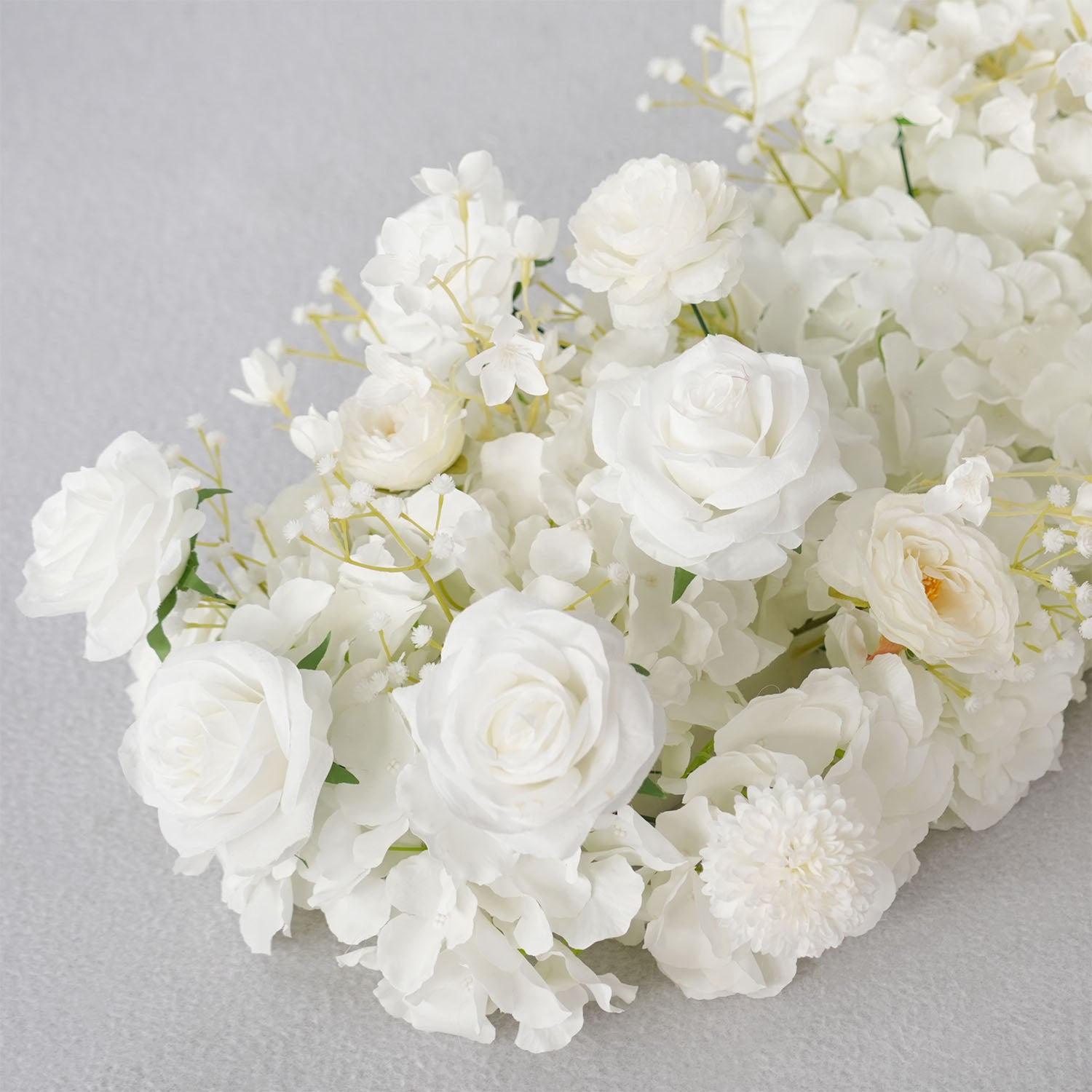 Uflower White Rose Table Runner Sofa Floral Wedding Backdrop Decor